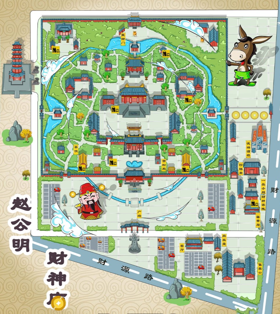 合阳寺庙类手绘地图